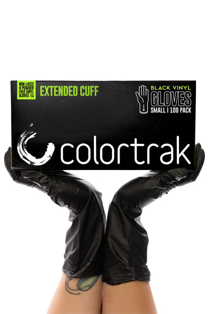 Extended Cuff Black Vinyl Disposable Gloves
